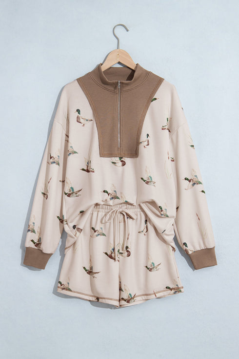 Western Mallard Patchwork Zip Pullover Short Set