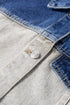 Western Mixed Panel Distressed Flap Pocket Denim Jacket