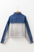 Western Mixed Panel Distressed Flap Pocket Denim Jacket