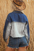 Western Mixed Panel Distressed Flap Pocket Denim Jacket