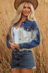 Western Mixed Panel Distressed Flap Pocket Denim Jacket