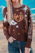 Western Motif Graphic Knit Long Sleeve Crew Sweater