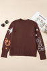 Western Motif Graphic Knit Long Sleeve Crew Sweater