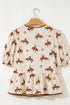 Western Motif Puff Sleeve Bow Detail Peplum Blouse