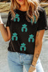 Western Motif Sequin Patch Short Sleeve Tee