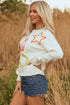 Western Motif Textured Graphic Crew Neck Pullover Sweater