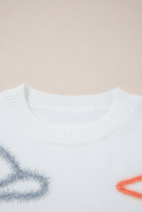 Western Motif Textured Graphic Crew Neck Pullover Sweater