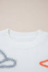 Western Motif Textured Graphic Crew Neck Pullover Sweater