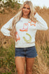 Western Motif Textured Graphic Crew Neck Pullover Sweater