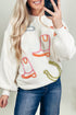 Western Motif Textured Graphic Crew Neck Pullover Sweater