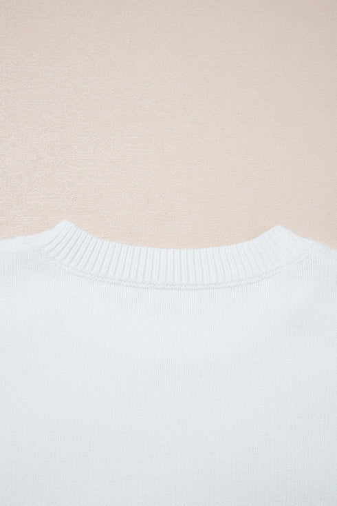 Western Motif Textured Graphic Crew Neck Pullover Sweater