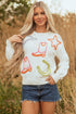 Western Motif Textured Graphic Crew Neck Pullover Sweater