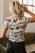 Western Mustang And Cactus Print Fitted Tee