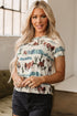Western Mustang And Cactus Print Fitted Tee