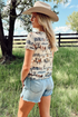 Western Mustang And Cactus Print Fitted Tee