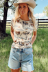 Western Mustang And Cactus Print Fitted Tee