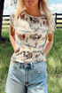 Western Mustang And Cactus Print Fitted Tee