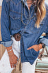 Western Patch Pockets Tunic Length Long Sleeve Denim Blouse