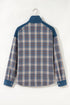 Western Patchwork Corduroy Collared Zip Up Plaid Shacket