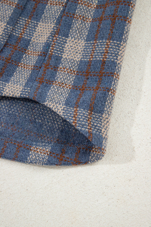 Western Patchwork Corduroy Collared Zip Up Plaid Shacket