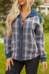 Western Patchwork Corduroy Collared Zip Up Plaid Shacket