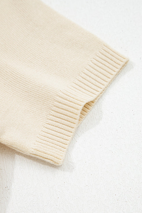 Western Patchwork Knit Polo Collar Short Sleeve Sweater