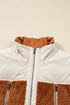 Western Patchwork Sherpa Fleece Zip Up Stand Neck Vest