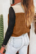 Western Patchwork Sherpa Fleece Zip Up Stand Neck Vest