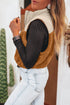 Western Patchwork Sherpa Fleece Zip Up Stand Neck Vest