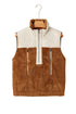 Western Patchwork Sherpa Fleece Zip Up Stand Neck Vest