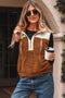 Western Patchwork Sherpa Fleece Zip Up Stand Neck Vest