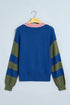 Western Patchwork Striped Long Sleeve Pullover Sweater