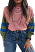 Western Patchwork Striped Long Sleeve Pullover Sweater
