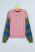 Western Patchwork Striped Long Sleeve Pullover Sweater