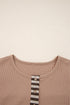 Western Patchwork Waffle Knit Long Sleeve Henley Top