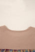 Western Patchwork Waffle Knit Long Sleeve Henley Top