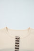 Western Patchwork Waffle Knit Long Sleeve Henley Top