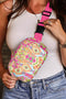Western Pattern Nylon Wide Strap Buckle Sling Crossbody Bag