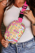 Western Pattern Nylon Wide Strap Buckle Sling Crossbody Bag