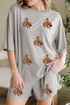 Western Pattern Patched Tee And Pocketed Shorts Graphic Set