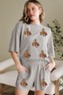 Western Pattern Patched Tee And Pocketed Shorts Graphic Set