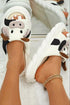 Western Pattern Plush Open Toe Slide Slippers
