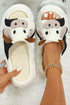 Western Pattern Plush Open Toe Slide Slippers
