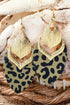 Western Patterned Faux Leather Hollow Leaf Drop Earrings