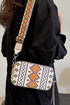 Western Patterned Square Faux Leather Adjustable Strap Shoulder Bag