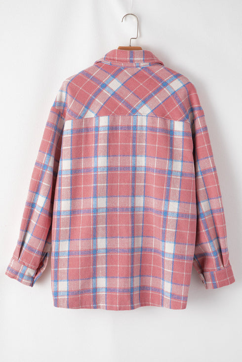 Western Plaid Flap Pocket Button Up Shacket