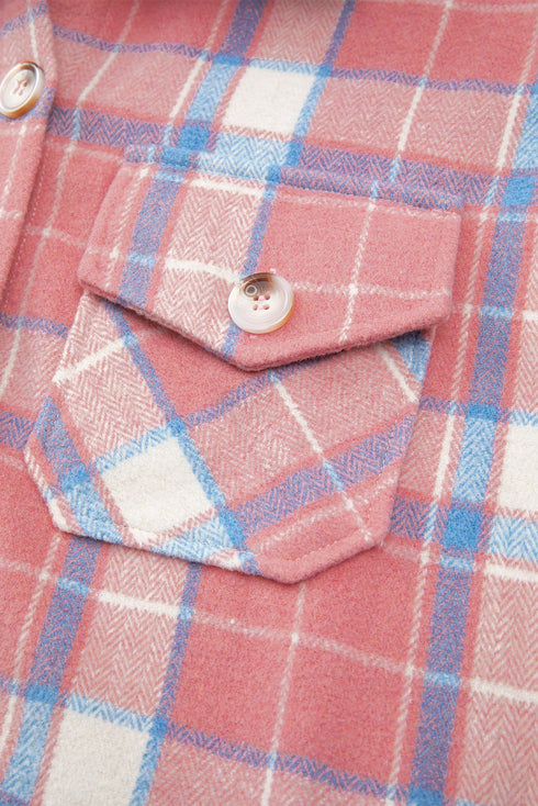 Western Plaid Flap Pocket Button Up Shacket
