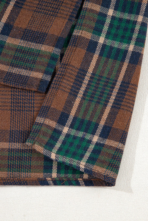 Western Plaid Print Buttoned Chest Pocket Shacket