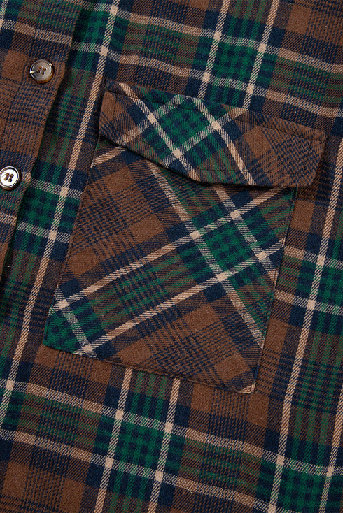 Western Plaid Print Buttoned Chest Pocket Shacket