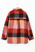 Western Plaid Print Fleece Button Flap Pocket Outerwear